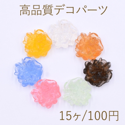 高品質デコパーツ 樹脂パーツ 牡丹の花 23×24mm クリアカラー【15ヶ】