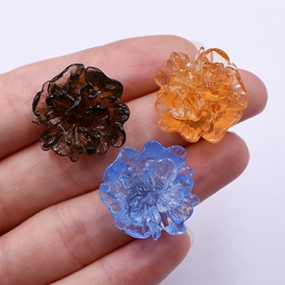 高品質デコパーツ 樹脂パーツ 牡丹の花 23×24mm クリアカラー【15ヶ】