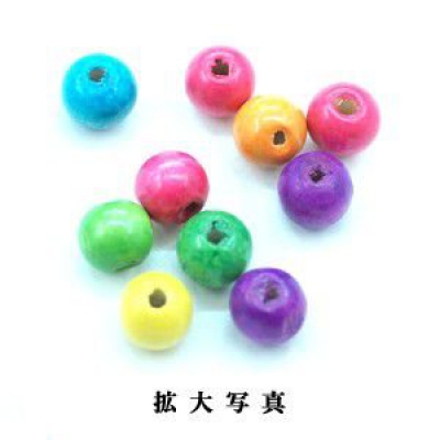 ウッドビーズ　カラーミックス　丸玉 14mm(100g)