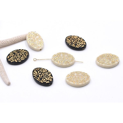 アクリルビーズ セラミックカラー オーバル 20×28mm【10ヶ】