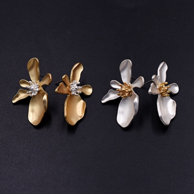 ピアス金具 フラワー 24×33mm【4ヶ】