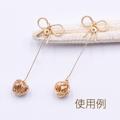 ピアス金具 リボン 12×14mm マットゴールド【４ヶ】