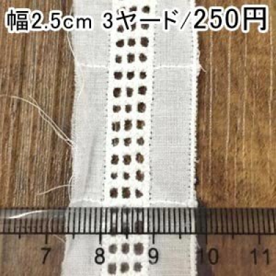 綿レース コットンレース 手芸用レース 19号 オフホワイト 幅2.5cm(3ヤード)