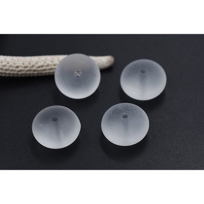 アクリルビーズ ソロバン クリアホワイト スクラブ 10×18mm【10ヶ】