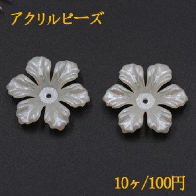 アクリルビーズ フラワー 六弁花 5×26mm パールホワイト【10ヶ】