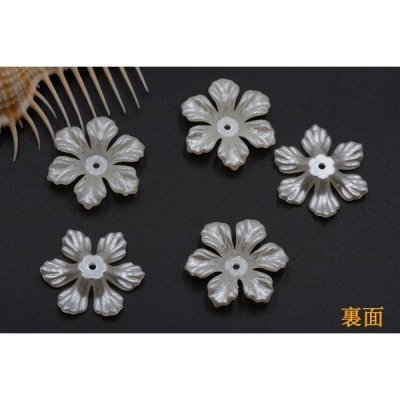 アクリルビーズ フラワー 六弁花 5×26mm パールホワイト【10ヶ】