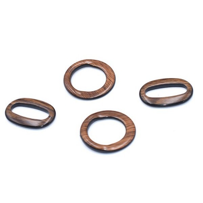 アクリルパーツ フレーム 丸＆オーバル 穴なし ウッドブラウン【6ヶ】