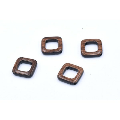 アクリルビーズ 中抜き菱形 25×25mm ウッドブラウン【10ヶ】