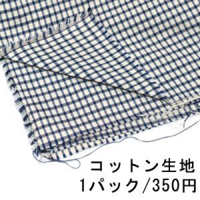 コットン生地 100×150cm チェック柄 1ブルー ※単品1点までメール便可能