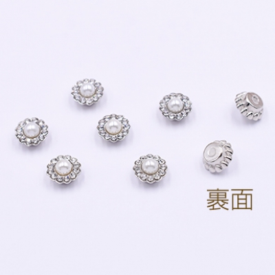 高品質デコパーツ アクリルパーツ 花形 10mm パールと石付き【20ヶ】