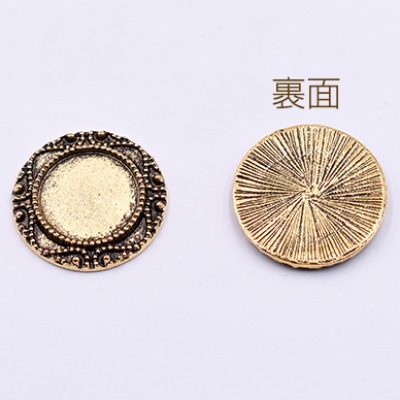 ミール皿 金属パーツ 丸 22mm 模様入り 金古美 【10ヶ】