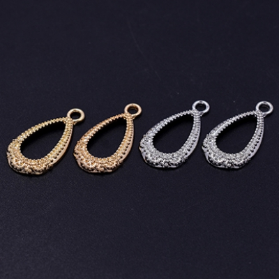 チャームパーツ 抜き雫 12×23mm カン付き 模様入り【10ヶ】