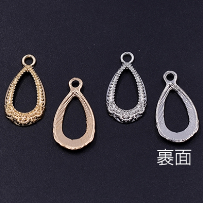 チャームパーツ 抜き雫 12×23mm カン付き 模様入り【10ヶ】