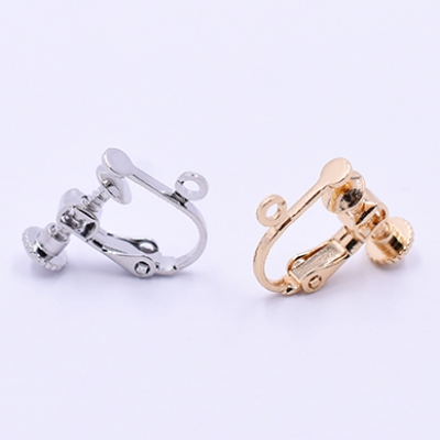 イヤリング金具 ネジバネ式 平皿 4mm カン付き【10ヶ】
