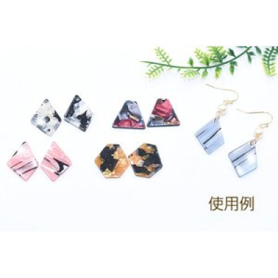 アクリルパーツ プレート 台形1穴 18×20mm ストライプ柄【10ヶ】