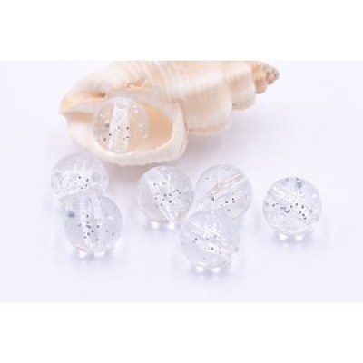 高品質アクリルビーズ 丸玉 10mm ドット/クリア【30ヶ】