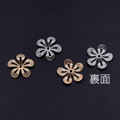 メタルフラワー 花座 五弁花 ビーズキャップ 16×16mm【8ヶ】