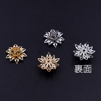 メタルフラワー 花座 透かし蓮 ビーズキャップ 16×16mm【5ヶ】