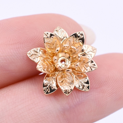 メタルフラワー 花座 透かし五弁花 ビーズキャップ 12×12mm【5ヶ】