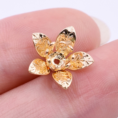 メタルフラワー 花座 五弁花 ビーズキャップ 13×13mm【6ヶ】