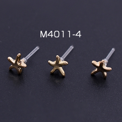 樹脂ピアス ヒトデ 6×6mm クリア/ゴールド【4ヶ】