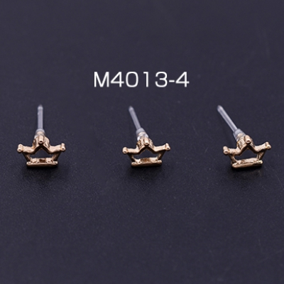 樹脂ピアス 王冠 6×8mm クリア/ゴールド【4ヶ】