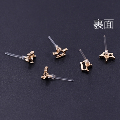 樹脂ピアス 王冠 6×8mm クリア/ゴールド【10ヶ】