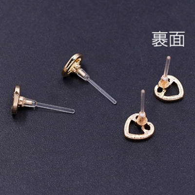 樹脂ピアス ハート 7×7mm クリア/ゴールド【4ヶ】