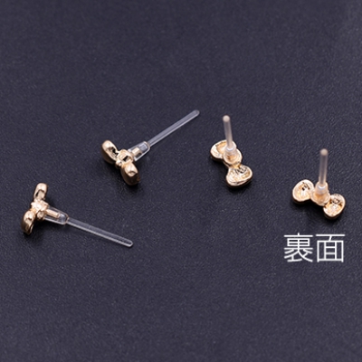 樹脂ピアス リボンA 4×6mm クリア/ゴールド【4ヶ】