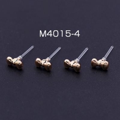 樹脂ピアス リボンA 4×6mm クリア/ゴールド【4ヶ】