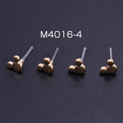 樹脂ピアス クマ 6×7mm クリア/ゴールド【4ヶ】