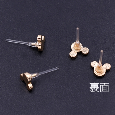 樹脂ピアス クマ 6×7mm クリア/ゴールド【4ヶ】