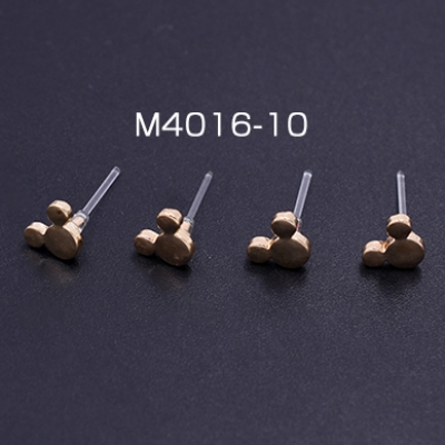 樹脂ピアス クマ 6×7mm クリア/ゴールド【10ヶ】