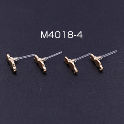 樹脂ピアス 猫 5×10mm クリア/ゴールド【4ヶ】