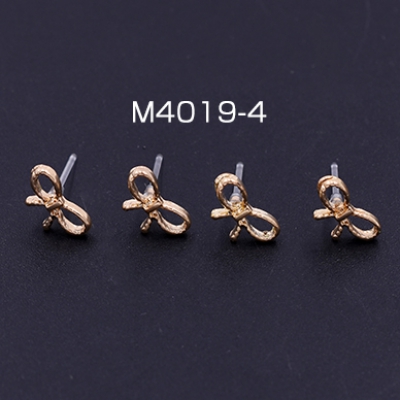 樹脂ピアス リボンB 7×11mm クリア/ゴールド【4ヶ】