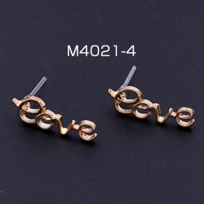 樹脂ピアス アルファベットlove 7×20mm クリア/ゴールド【4ヶ】