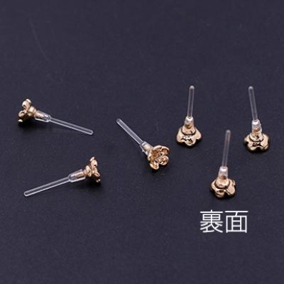 樹脂ピアス 五弁花 5×5mm クリア/ゴールド【4ヶ】