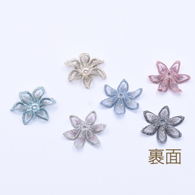 刺繍ワッペン 6弁花 花びら 37×37mm 全6色【8ヶ】