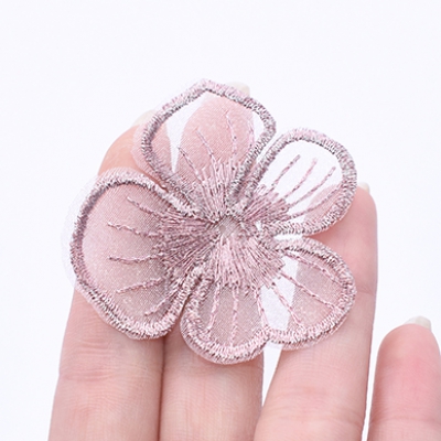 刺繍ワッペン 4弁花 花びら 50×50mm 全6色【8ヶ】