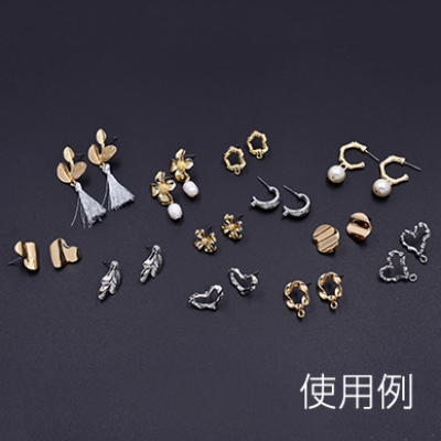 ピアス金具 ウェーブオーバル カン付き 20×22mm ゴールド【4ヶ】
