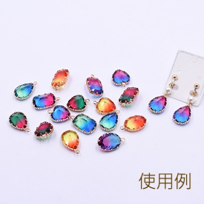 上質フレームガラスチャーム メタルフレームガラスチャーム 爪付きガラスチャーム グラデーションカラースクエア 1カン付き 14×23mm（1ヶ）