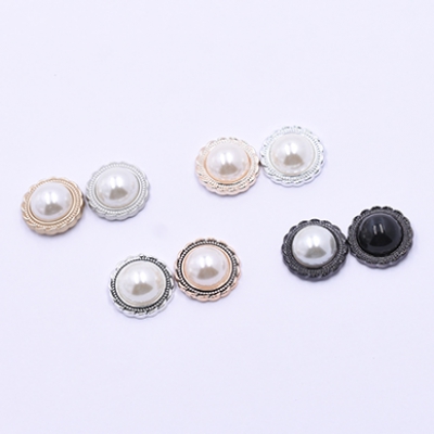 高品質デコパーツ アクリルパーツ 丸型B 18mm レース パール貼り【10ヶ】