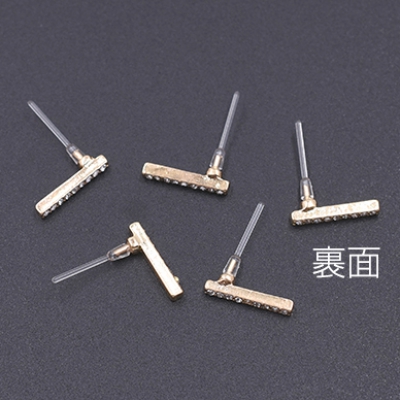 樹脂ピアス 長方形 石付き 2×12mm クリア/ゴールド【10ヶ】