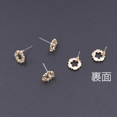 樹脂ピアス 花冠 石付き 10×10mm クリア/ゴールド【4ヶ】