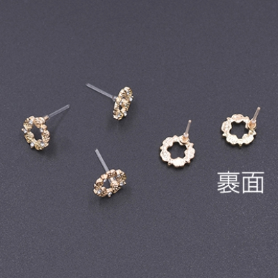 樹脂ピアス 花冠 石付き 10×10mm クリア/ゴールド【10ヶ】