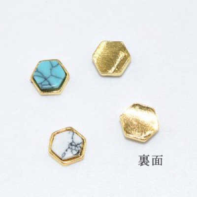 ネイルパーツ メタルパーツ 六角形 6×6mm ゴールド【6ヶ】