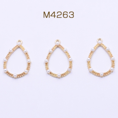 チャームパーツ 雫 パール付き  1カン 22×34mm ゴールド【2ヶ】