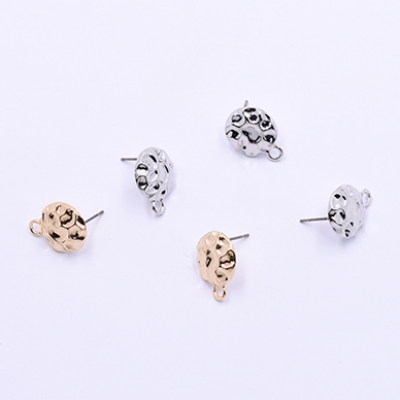 数量限定 在庫一掃半額セール！ ピアス金具 模様入り丸型 カン付き 13×17mm【4ヶ】