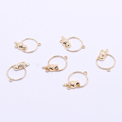 チャームパーツ サークル 鳥付き 2カン 18×26mm ゴールド【10ヶ】