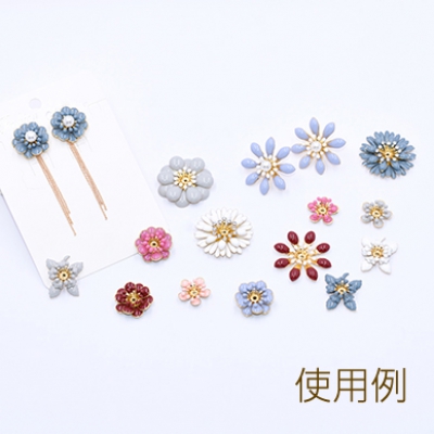 メタルエポフラワーパーツ 立体フラワーパーツ 花芯あり 五弁花 中心穴あり 16×16mm （2ヶ）